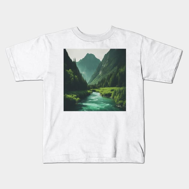 Emerald Valley Kids T-Shirt by Alihassan-Art